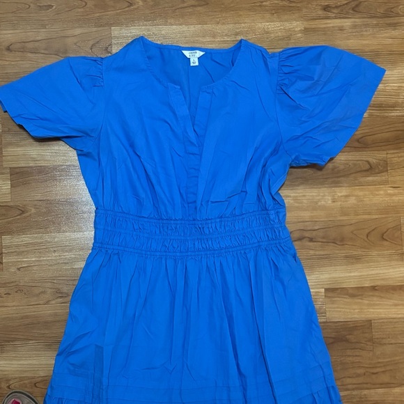 Crown & Ivy Blue Tiered Maxi Dress Women's Large V-Neck Puff Sleeve Pockets - Picture 2 of 11